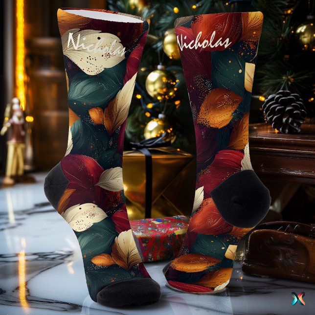 Chaussette Automne Profond avec des Feuilles Audacieuses en B (Créateur téléchargé)