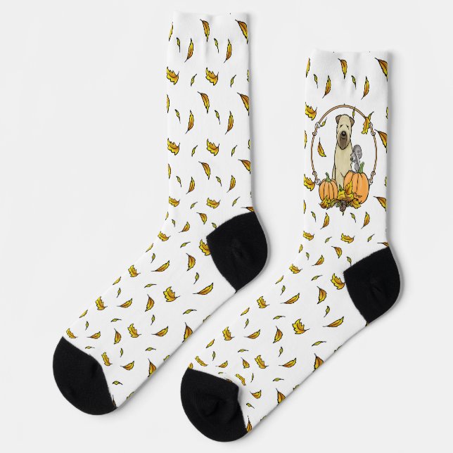 Chaussette Automne Roue Terrier (blé 1b2) Citrouille mignon (Gauche)