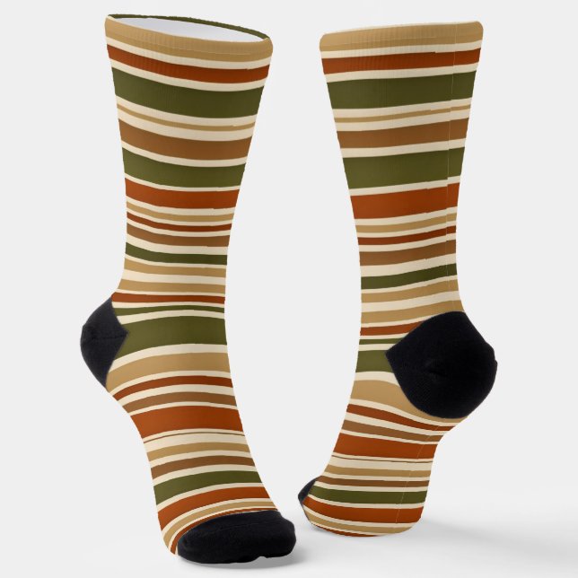 Chaussette Autumn retro stripes  – Customizable  (Angulaire)
