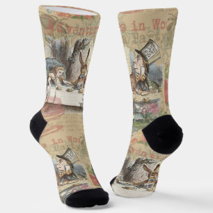 Chaussette Aventures d'Alice au Pays des Merveilles Art de la