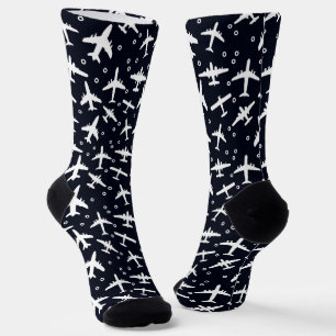 Chaussette Avions volants de l'aviation modélisés bleu et bla