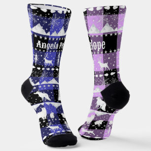 Chaussette Balayage nordique Animaux d'hiver Violet violet Pl