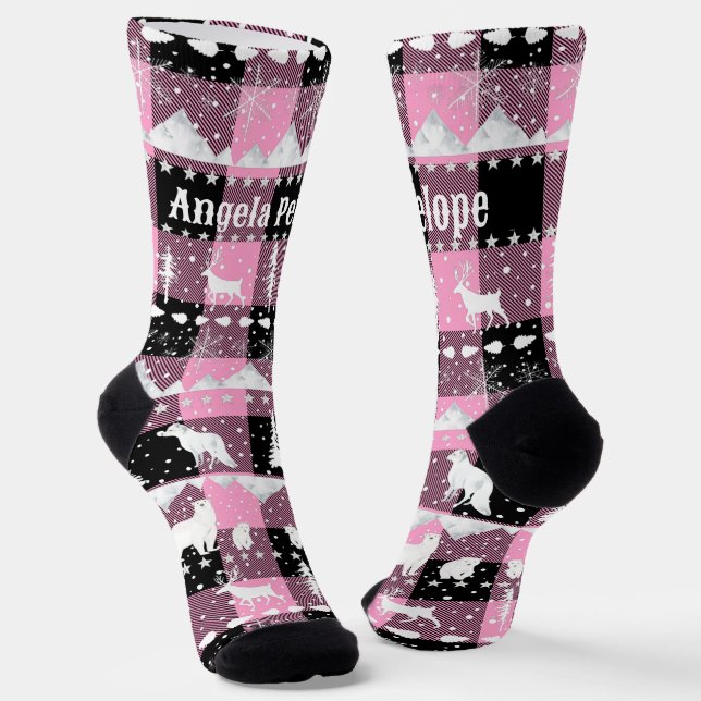 Chaussette Baldaquin nordique Animaux d'hiver Pink Buffalo Pl (Angulaire)