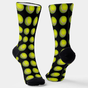 Chaussette Ballons De Tennis Jaune Et Noir Motif, Chaussettes