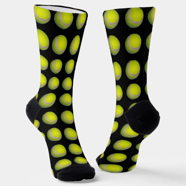 Chaussette Ballons De Tennis Jaune Et Noir Motif, Chaussettes (Angulaire)