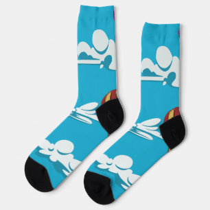 Chaussette Balloons à air chaud dans le ciel sur chaussettes