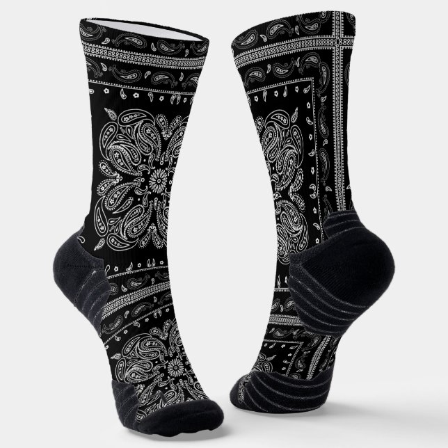 Chaussette Bandana noir Paisley (Angulaire)