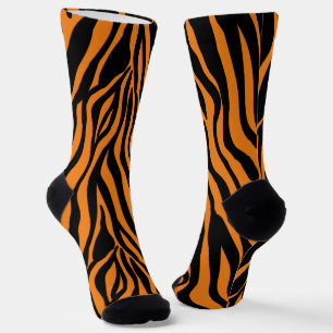 Chaussette Bande de zèbre orange et noir