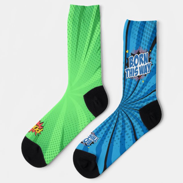 Chaussette Bande dessinée BTW Green POW (Gauche)