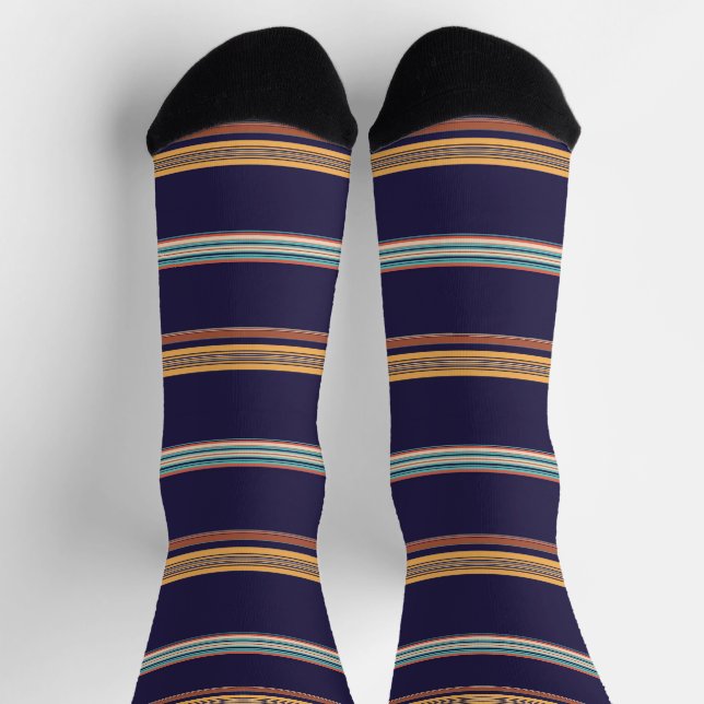Chaussette Bandes bleu rétro (Haut)