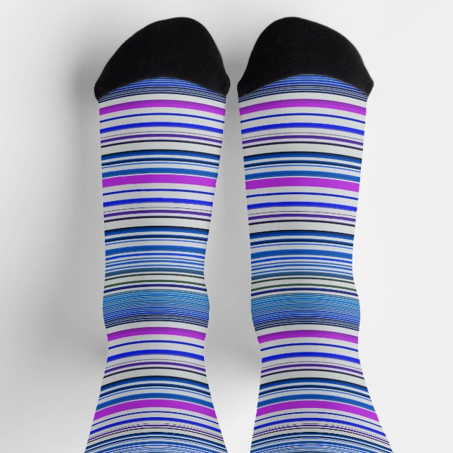 Chaussette Bandes bleu violet mignonnes (Haut)