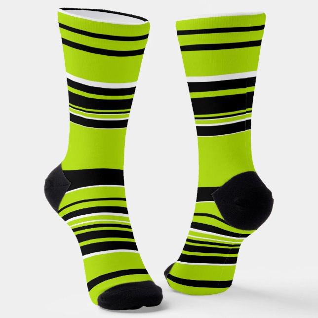 Chaussette Bandes complexes - Vert citron (Angulaire)