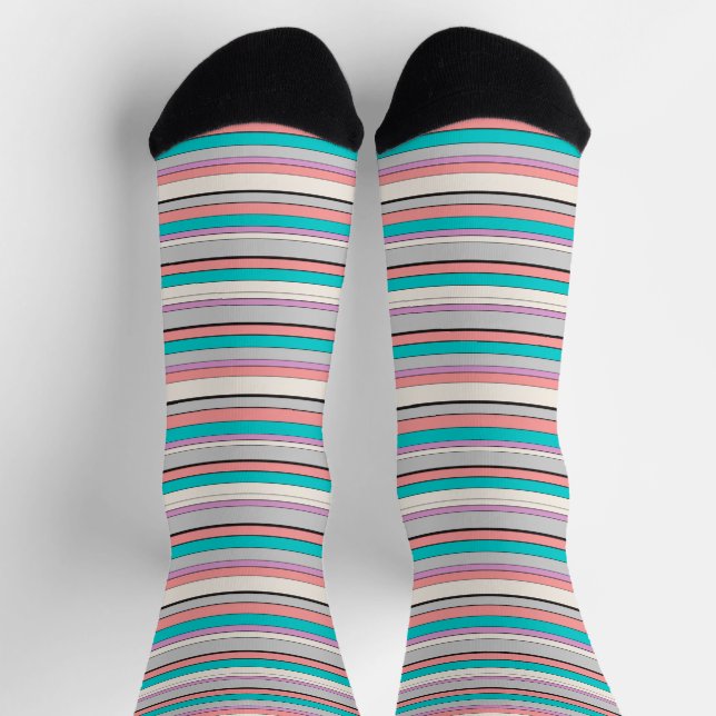 Chaussette Bandes d'aqua gris (Haut)