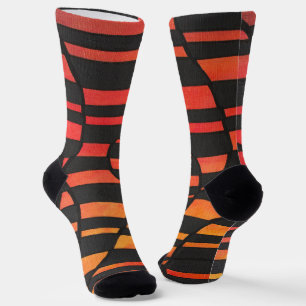 Chaussette Bandes de coucher de soleil Abstraites avec formes