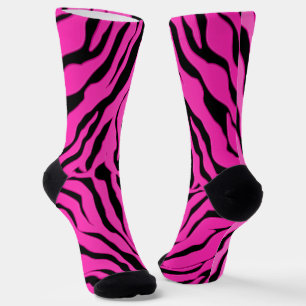 Chaussette Bandes de Tigre Noir Et Rose Poster de animal 2