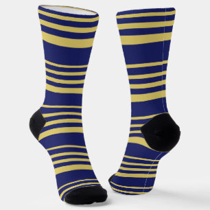 Chaussette Bandes d'or et de marine à motifs
