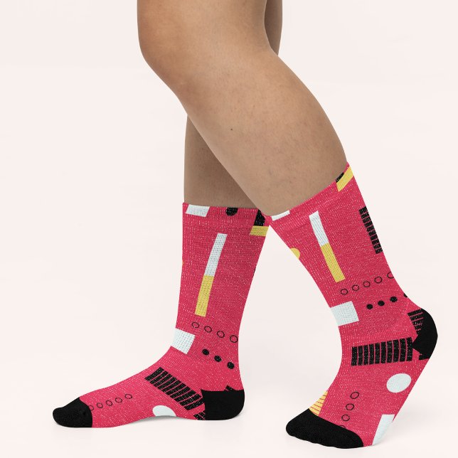 Chaussette Bandes géométriques Polka (super soft and stretchy premium crew socks toe and heel to keep up with your lifestyle and comfort.)