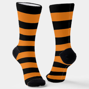 Chaussette Bandes horizontales noir orange moderne Halloween