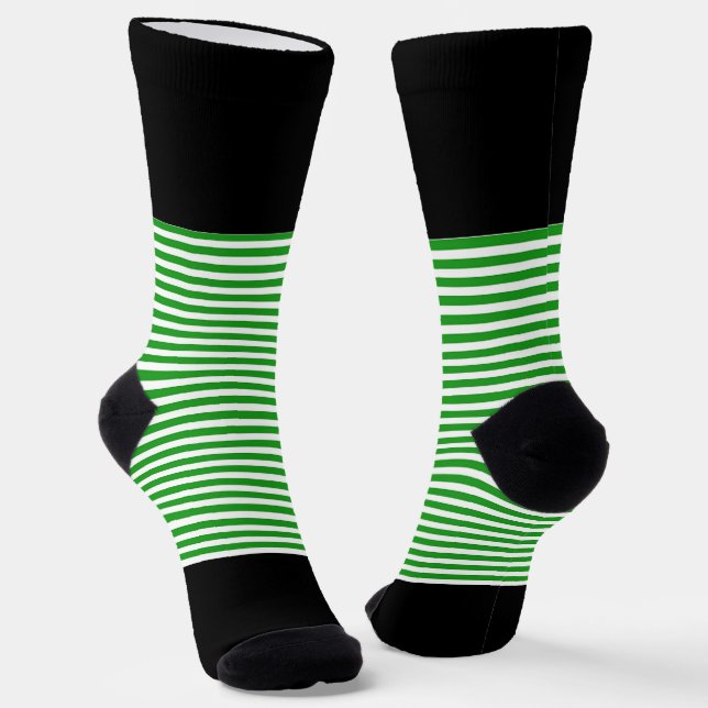 Chaussette Bandes horizontales noires + vertes (Angulaire)