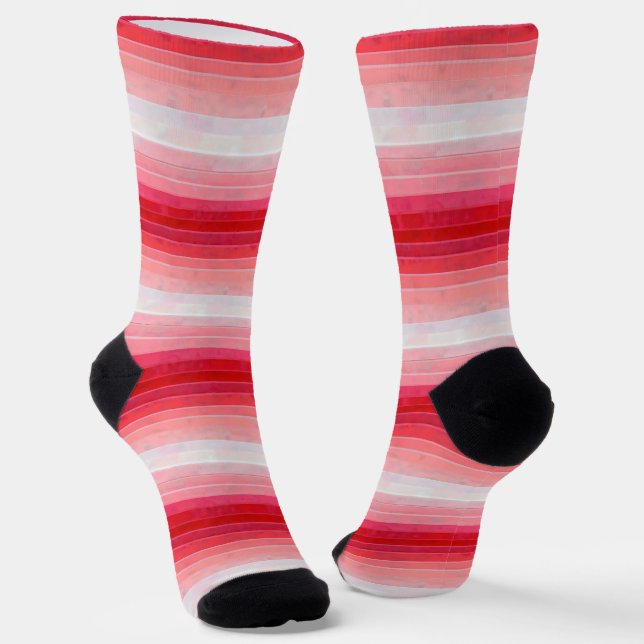 Chaussette Bandes Ombres rouges roses (Angulaire)