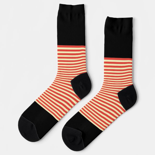 Chaussette Bandes Oranges Sur Noir (Gauche)