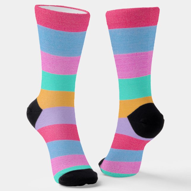 Chaussette Bandes Rétro Colorées Vibrantes (Angulaire)