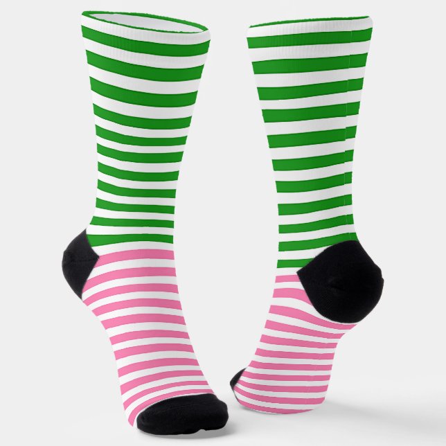 Chaussette Bandes roses Bandes vertes Horizontales (Angulaire)