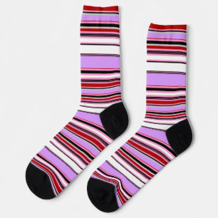 Chaussette Bandes rouges violettes mignonnes