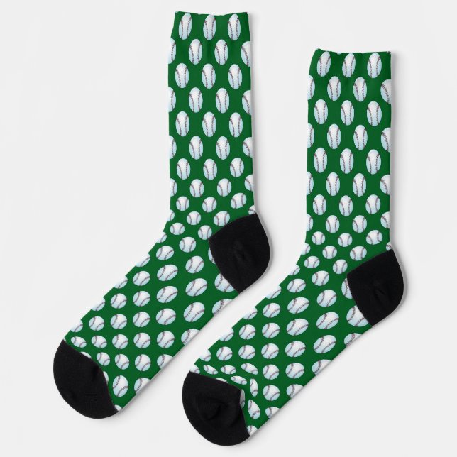 Chaussette Baseballs sur la couleur d'équipe verte (Gauche)