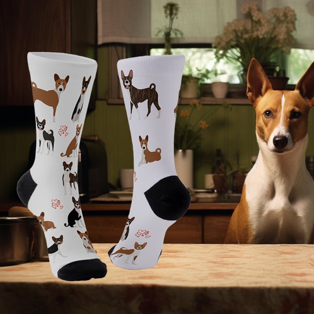 Chaussette Basenji Love Hound race Motif amusant (Créateur téléchargé)