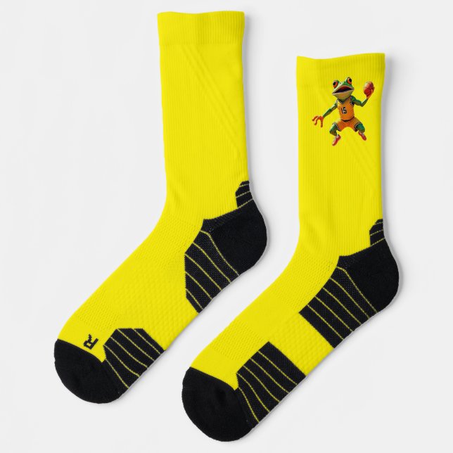 Chaussette Basketball Frog jaune chaussettes haute performanc (Gauche)