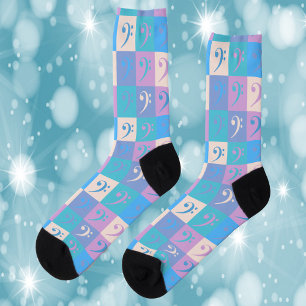 Chaussette Bass Clef Music Motif Pastel