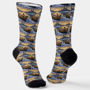 Chaussette Bateau de Noël de chat siamois pour les fêtes