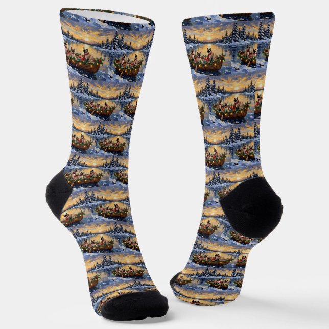 Chaussette Bateau de Noël de chat siamois pour les fêtes (Angulaire)