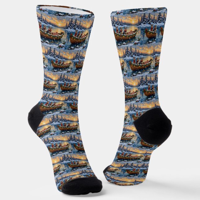 Chaussette Bateau de Noël de Schnauzer pour les Fêtes (Angulaire)