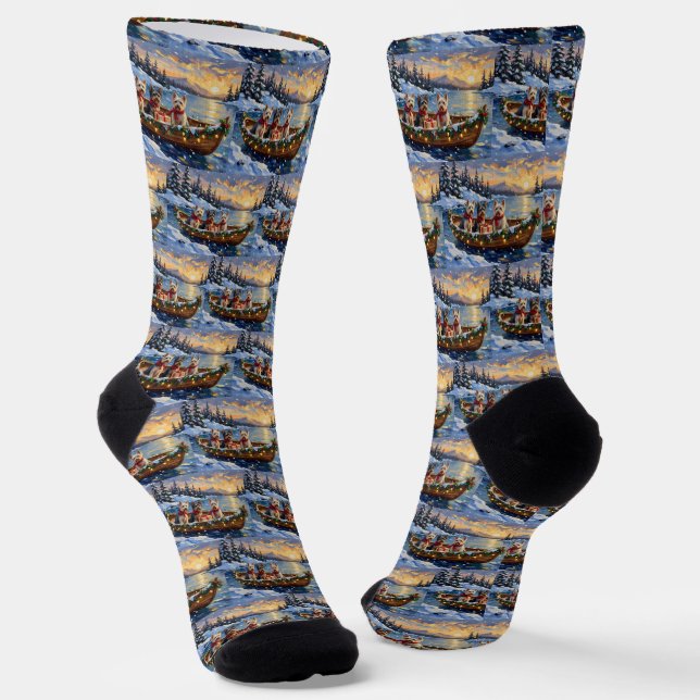 Chaussette Bateau de Noël de Terrier de Skye pour les Fêtes (Angulaire)