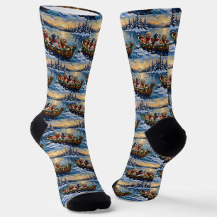 Chaussette Bateau de Noël Lhasa Apso pour les Fêtes