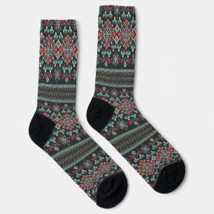 Chaussette Beau Motif de broderie de croix florales