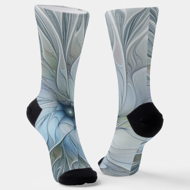 Chaussette Beauté Élégante Art Abstrait Moderne Fleur Fractal (Angulaire)