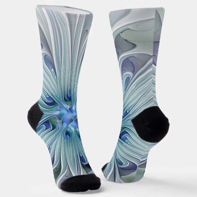 Chaussette Beauté Florale Abstrait Fleur Bleue Pastel Moderne (Angulaire)