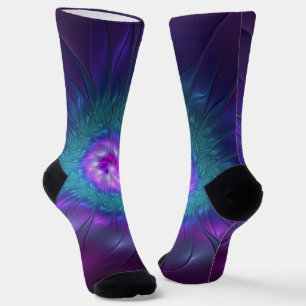 Chaussette Beauté florale abstraite, art fractal coloré de fl
