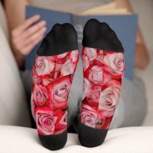 Chaussette Beaux roses en bouquet rose et rouge