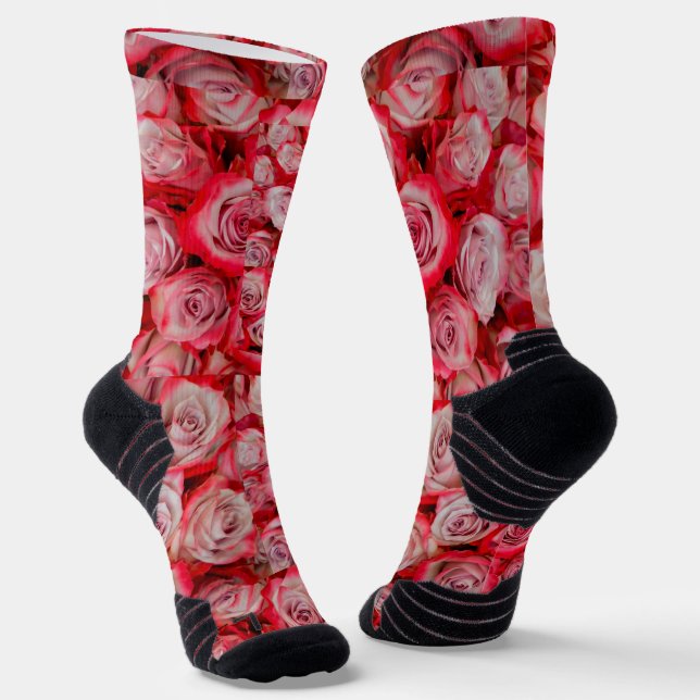 Chaussette Beaux roses en bouquet rose et rouge (Angulaire)