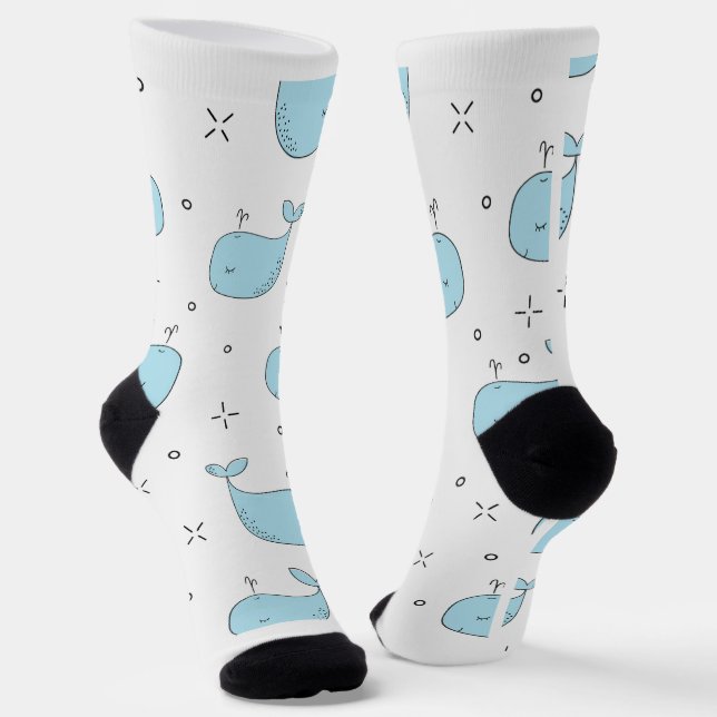Chaussette Bébé baleines art motif, Chaussettes d'équipage (Angulaire)