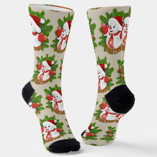 Chaussette Bébé bonhomme de neige avec ornement de flocons de