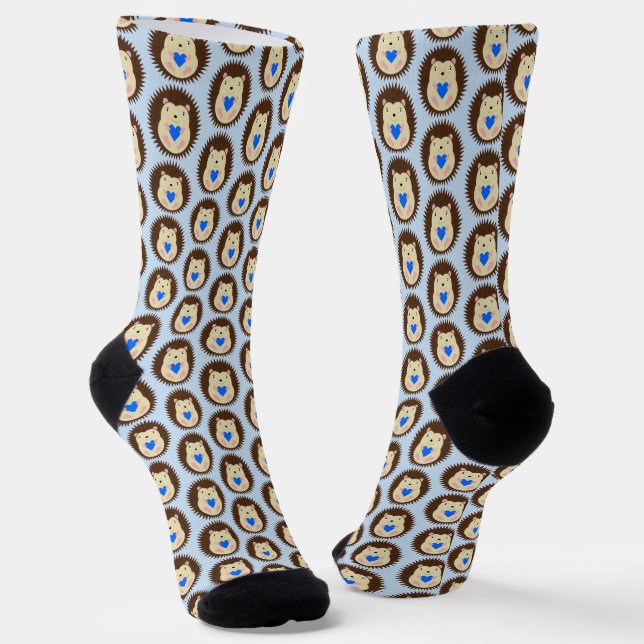 Chaussette Bébé Garçon Cœur Hérisson Motif Bleu (Angulaire)