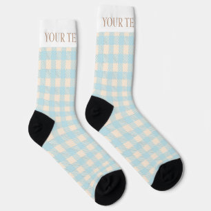 Chaussette Bébé mou bleu en vichy plaid preply coché