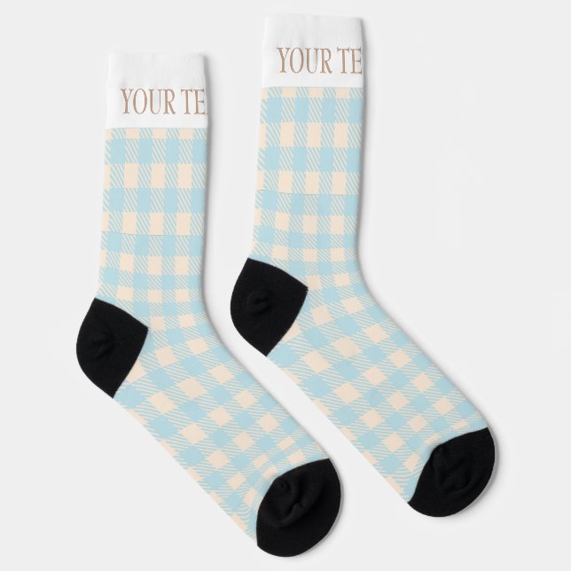 Chaussette Bébé mou bleu en vichy plaid preply coché (Droite)