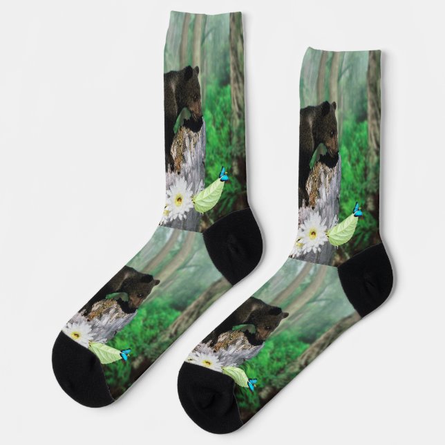Chaussette Bébé Ours Brun, Chaussettes d'équipage (Gauche)