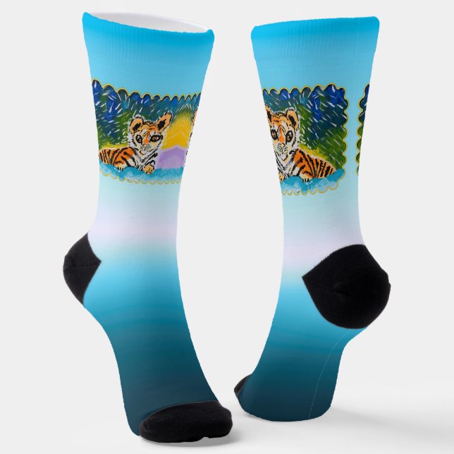 Chaussette Bébé Tigre "Art par les enfants" (Angulaire)